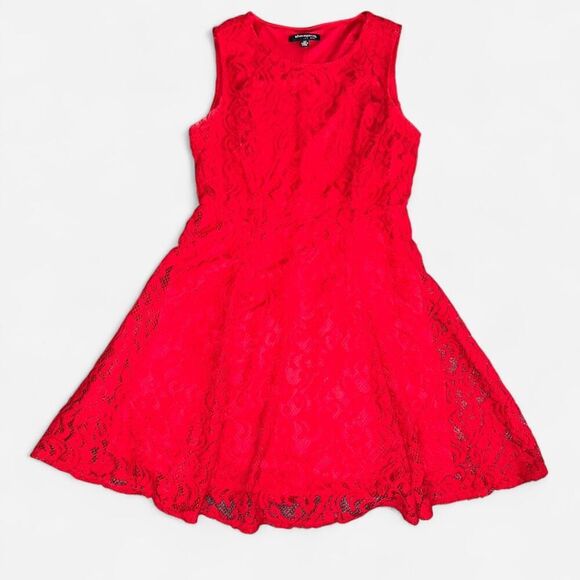 Women's Red Lace A-Line Dress (Size 10 Petite) - Picture 1 of 8